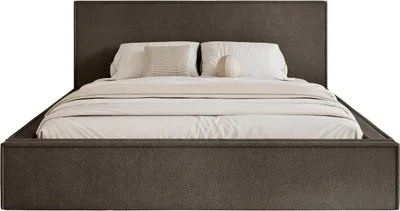 Produktbild von FEDVE Polsterbett MENDOCINO LIGHT aus Chenille-Stoff 180x200 cm, Dunkelbraun