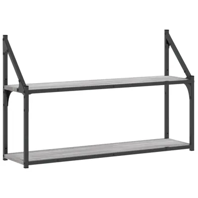 Obrázok produktu pre vidaXL Nástenná polica 2 priehradky Grey Sonoma 80x21x51 cm odvodený výrobok z dreva