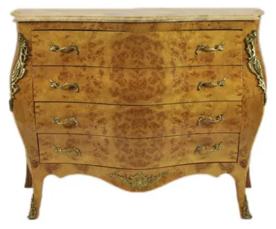 Produktbild von Casa Padrino Barock Kommode Ahornfarben mit cremefarbener Marmorplatte - Ludwig XIV Empire Kommode