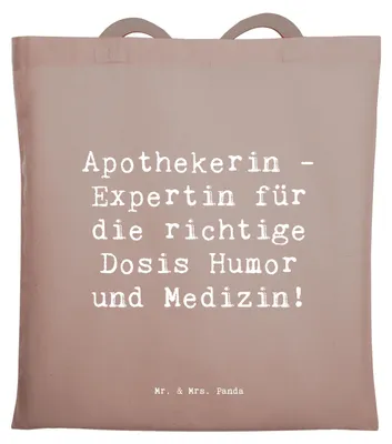 Produktbild von Mr. & Mrs. Panda Beutel Spruch Apothekerin Humor Expertin - Braun Pastell - Geschenk, Medikamente, Tote Bag, Kundenberatung, Gesundheitstipps, Jutebeutel, Berufsleben