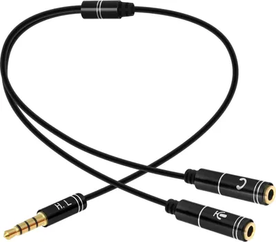 Image de Avizar, adaptateur audio compact de 3,5 mm pour microphone et casque, longueur 30 cm, couleur noire