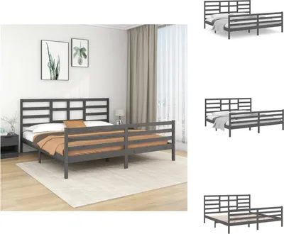 Produktbild von vidaXL Massivholzbett Grau 200x200 cm -  Betten & Bettgestelle