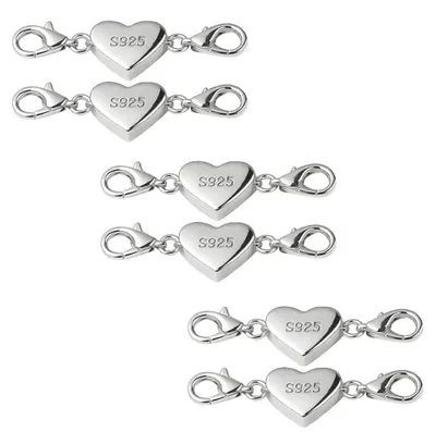 6er-Set magnetische Kettenverschlüsse, silber, 6 Stück