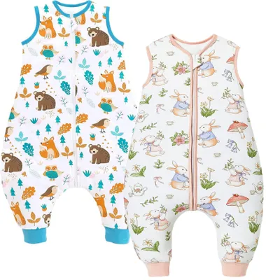 Image de Lot de 2 sacs de couchage pour bébé avec pieds, 2,5 tog, pour l'hiver