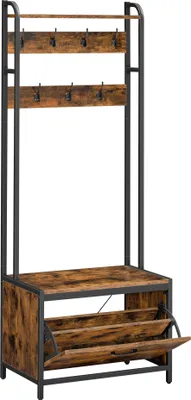 Produktbild von VASAGLE Garderobenständer mit Schuhschrank, Garderobe mit Sitzbank, vintagebraun-schwarz