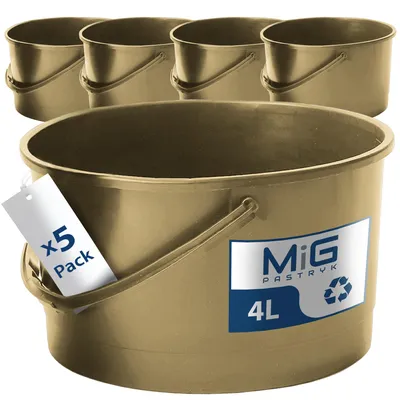Kunststoffeimer 4 l Gold, 5er-Pack, stapelbar, rund