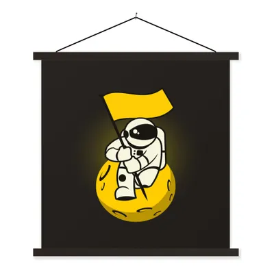 Produktbild von MuchoWow® Textilposter Illustration - Mensch - Mond - Kinder 60x60 cm mit schwarzem Rahmen - Posteraufhänger