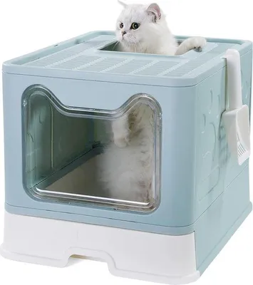 Produktbild von Famanu Katzenklo Faltbar mit Deckel - Große, wasserdichte Katzentoilette in Grün