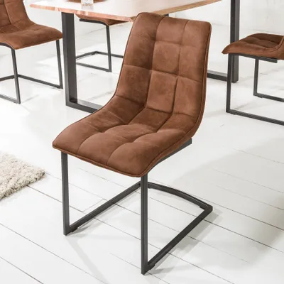 Produktbild von Industrial Design Freischwinger Stuhl MIAMI hellbraun Metallgestell matt schwarz Stuhl Esszimmerstuhl Schwingstuhl