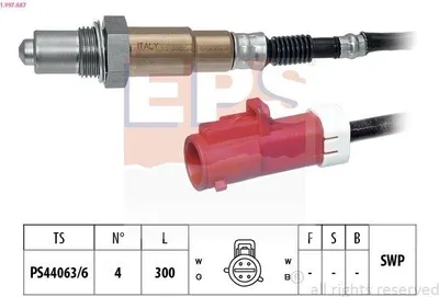 Produktbild von EPS Lambdasonde für FORD Fiesta Mk6 Schrägheck (JA8, JR8) Beheizt Planarsonde 300mm 1.997.687