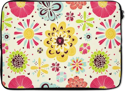 Produktbild von MuchoWow® Laptop Hülle 13 Zoll Herz - Blumen - Muster Laptoptasche - Laptophülle - Sleeve - Rundumschutz
