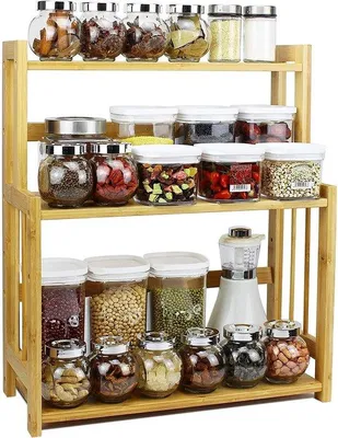 Produktbild von Famanu Gewürzregal aus 100% Bambus - Höhenverstellbar