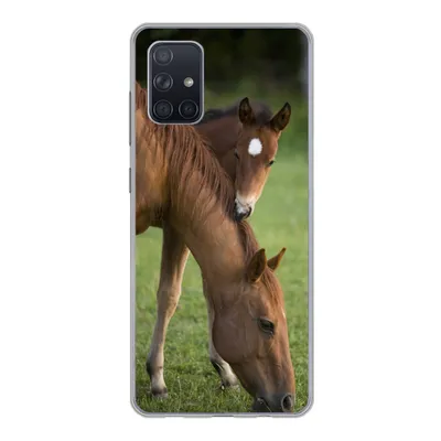 Produktbild von MuchoWow® Handyhülle Schutzhülle Hülle für Samsung Galaxy A51 Pferde - Gras - Porträt Silikon Softcase Handy Hülle - Schutzabdeckung