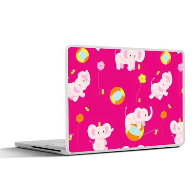 Produktbild von MuchoWow® Laptop Aufkleber Sticker Cover Elefant - Blumen - Muster 40x30 cm - Laptop Dekoration - Selbstklebend