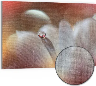 Produktbild von DEQORI Hybrid Leinwand Bild 90x60 cm 'Tropfen der Stille' Wandbild Glas flach modern