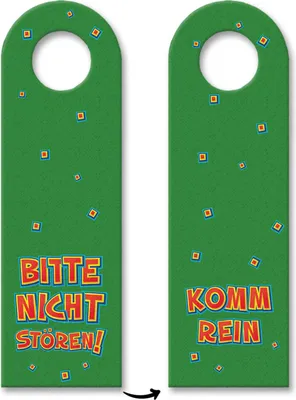 Produktbild von Bitte nicht stören oder Komm rein Türhänger im Comic-Stil in Grün Zuhause Türe