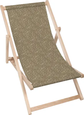 Produktbild von Dreamroots Liegestuhl klappbar Holz, bis zu 130 kg, Sonnenliege klappbar mit 3-stufiger Neigungsregulierung der Rückenlehne, More Leaves Beige