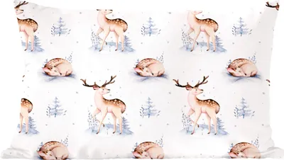 Produktbild von MuchoWow® Zierkissen Sofakissen Wohnzimmer Dekokissen 60x40 cm Winter - Schnee - Hirsche - Kopfkissen - Polster mit Foto