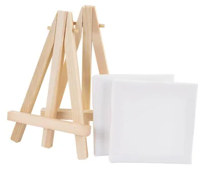 Produktbild von 10x Mini-Staffelei mit 10 Leinwände 7x7 cm / Keilrahmen