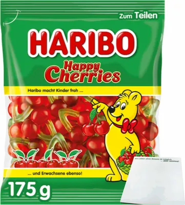 Produktbild von Haribo Happy Cherries (175g Packung) + usy Block