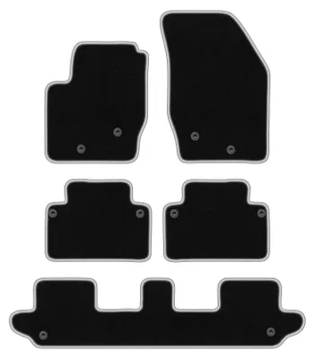 Produktbild von Fußmatten Automatten Velours Schwarz/Silber für Volvo XC90 I 2002-2014 Set 5-tlg