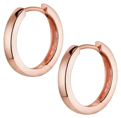 Image de Boucles d'oreilles créoles MATERIA en or rose pour femmes et enfants, en argent 925 plaqué or, petites (17 mm), avec coffret cadeau SO-358-Rose