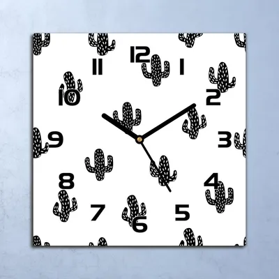 Produktbild von Wanduhr Echt-Glas-Küchenuhr Kaktus weiß Quarz Lautlos 30x30 Deko Bilder