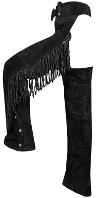 Produktbild von Chaps Fransenhose Reiter Cowboy Western Lederchaps Lederhose, Größe:52/L, Farbe:Schwarz