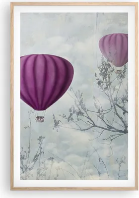 Produktbild von Gerahmtes Poster - Rahmen in heller Eiche - Ballon Baum Flug - 61x91,5 cm - Wand Bild - Wanddeko - Wandbilder - Kunstposter - Wandposter - Bilderrahmen - Bilder - Kunstdruck - Wandbild P2NPA61x91-3581