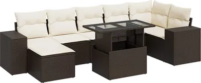 Produktbild von vidaXL 8-tlg. Garten-Sofagarnitur mit Kissen Braun Poly Rattan