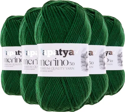 Produktbild von Papatya Merino 50 Winterwolle 5 x 100g Strickgarn 50% Wolle  Häkelgarn