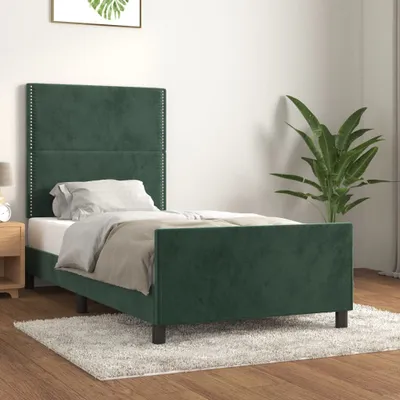 Produktbild von Bettgestell mit Kopfteil Dunkelgrün 90x200 cm Samt