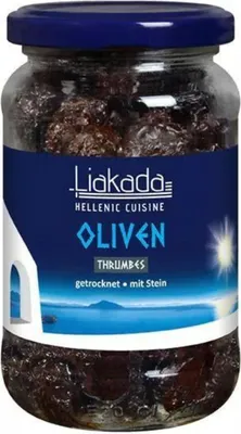 Image de Liakada Olives noires Thumes séchées avec noyau, 230g
