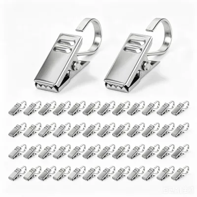 Produktbild von Gardinenklammern - 50 Stück Edelstahl Klemmhaken - Vorhangbefestigung und Heimdekoration - Silber