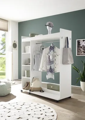 Produktbild von Kompaktgarderobe >Vinnie< in Weiß matt - 138x150x56cm (BxHxT)