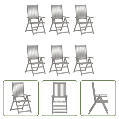 Immagine prodotto di The Living Store Sedie da giardino regolabili 6 pz. Legno massiccio di acacia grigio