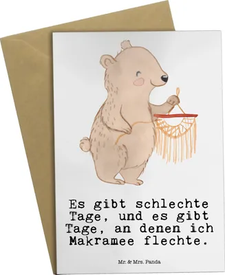 Produktbild von Mr. & Mrs. Panda Grußkarte Bär Makramee - Weiß - Geschenk, hochzeitskarten, Basteln mit, einladungskarten, Grußkarten, osterkarte, osterkarten, weihnachtskarten