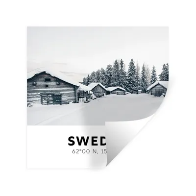 Produktbild von MuchoWow® Wandtattoo Wandsticker Wandaufkleber Schweden - Skandinavien - Schnee - Winter 80x80 cm Selbstklebend und Repositionierbar - Wierderverwendbar - Selbstklebend