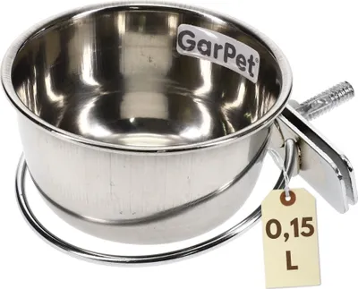 Produktbild von Edelstahlnapf zum Aufhängen Trinknapf Hund Futterschale Vogel Zubehör Napf für Gitterbox Nager Edelstahlnapf mit Befestigung Vogelnapf 0,15 L
