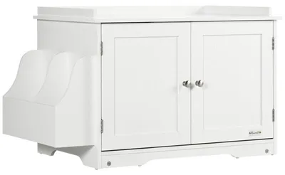 Obrázek produktu pro Nábytek pro kočky – kočičí domeček a přistavovací stolek | Barva: bílá | Rozměry: 86 x 48 x 52 cm
