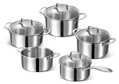 9-teiliges Edelstahl-Kochtopfset für Induktion