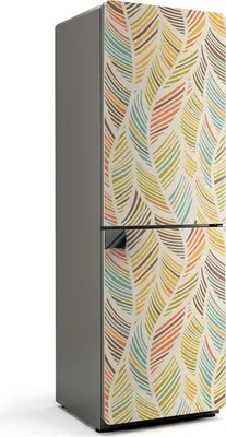Produktbild von Blattmuster in Wellen – Magnetische Kühlschrank Abdeckung – Dekorfolie magnetisch Küche – Kühlschrank Magnet Deko – selbstklebende Magnettafel – Magnetfolie für Kühlschranktür – 60x180 cm