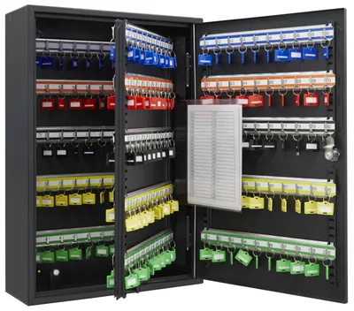 Obrázek produktu pro Skříňka na klíče s 200 háčky, ocelová, s elektronickým zámkem IP65, rozměry 55 x 38 x 14 cm, černá
