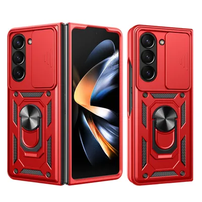 Produktbild von Outdoor Panzer Hülle für Samsung Galaxy Z Fold 5 mit Kameraschutz Ringhalter  Rot
