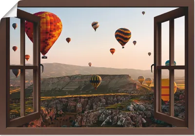 Produktbild von ARTland Poster Kappadokien Ballonfahrt, braun Größe: 100x70 cm