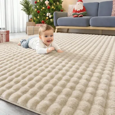 Immagine prodotto di Tappeto a pelo lungo con motivo a bolle 3D, morbido, 120 x 160 cm, antiscivolo, ideale per il soggiorno