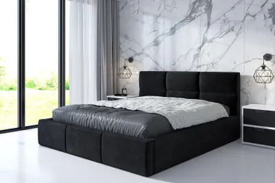 Produktbild von Polsterbett  EMILI-OM 140x200 cm mit Bettkasten und Lattenrost. Farbe: Schwarz.