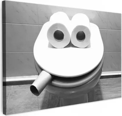 Produktbild von MuchoWow® - Leinwandbilder - WC - Toilettensitz - Lustig - Toilette, Wandbild, Wanddeko Bilder Wohnzimmer, 60x40 cm