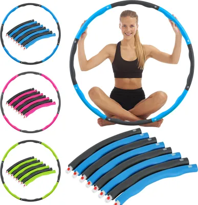 Produktbild von Hula Hoop Reifen für Erwachsene Durchmesser 95 cm Fortgeschrittene Fitness zur Gewichtsabnahme Hoola Hoops  8 abnehmbare Teile Blau - Grau