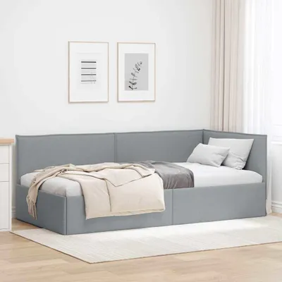 Produktbild von Maison Exclusive - Eckbettgestell mit Kopfteil Hellgrau 100 x 200 cm Stoff
